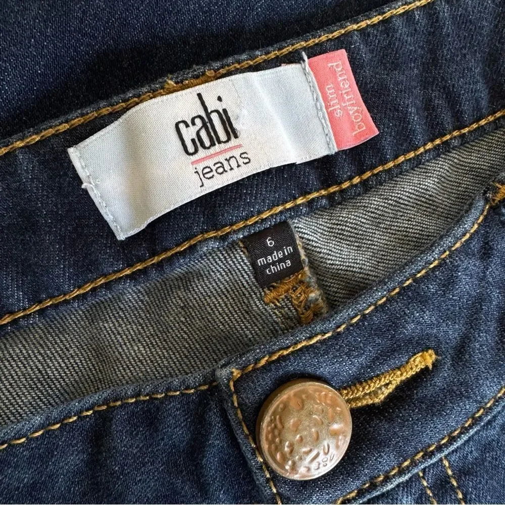 CAbi Slim Boyfriend Distressed Jeans #3045 Size 6